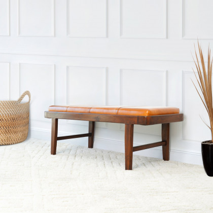 Ashcroft - Maddox Leather Bench in Tan