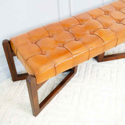 Ashcroft - Riley Leather Bench in Tan