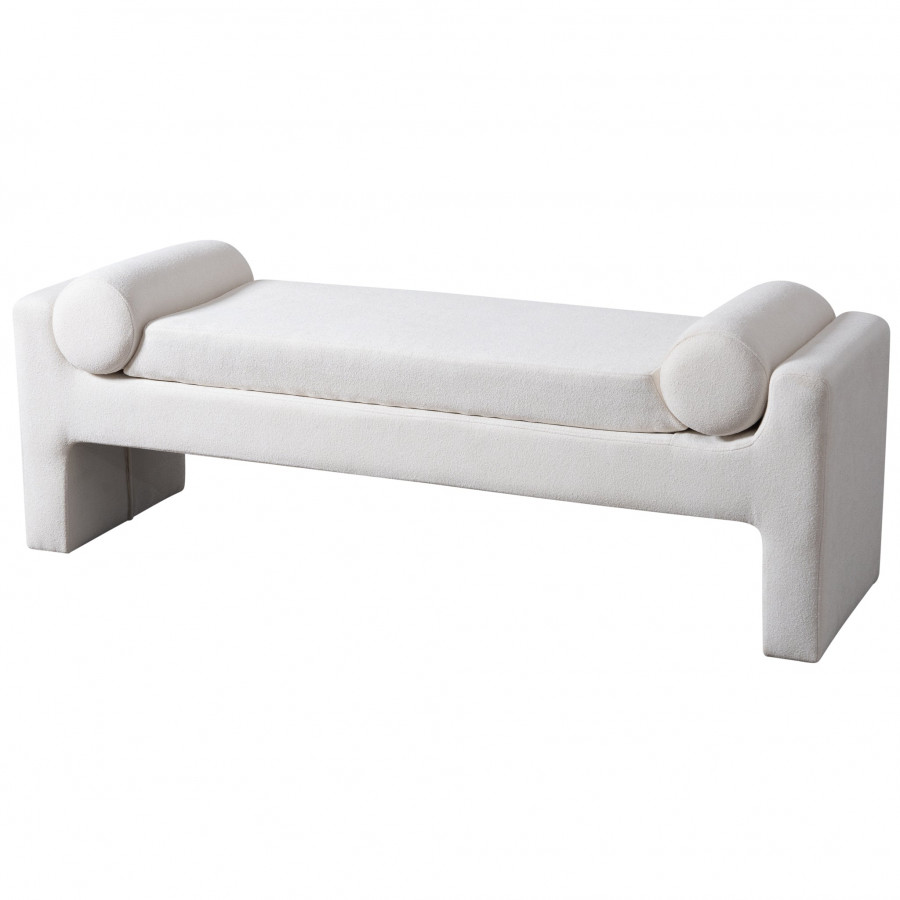 Ashcroft - Camden Bench in White Boucle