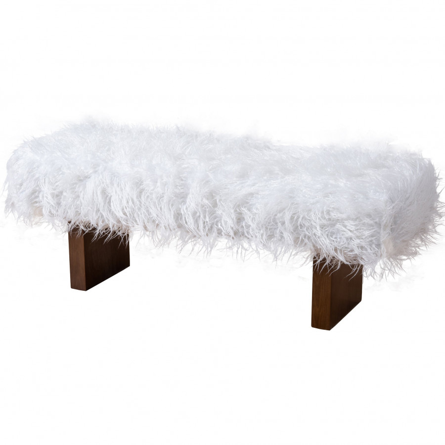 Ashcroft - Henley Bench in White Khaki Fur