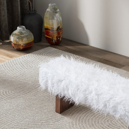 Ashcroft - Henley Bench in White Khaki Fur
