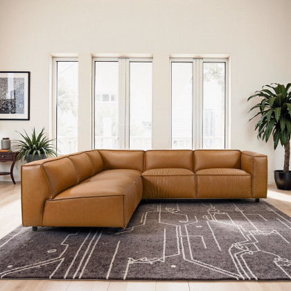 Ashcroft - Findlay Mid Century Modern Vegan Leather Corner Sectional Sofa