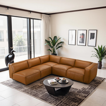 Ashcroft - Findlay Mid Century Modern Vegan Leather Corner Sectional Sofa