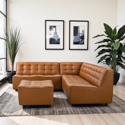 Ashcroft - Selen Comfy & Chic Corner Sectional Sofa with Ottoman