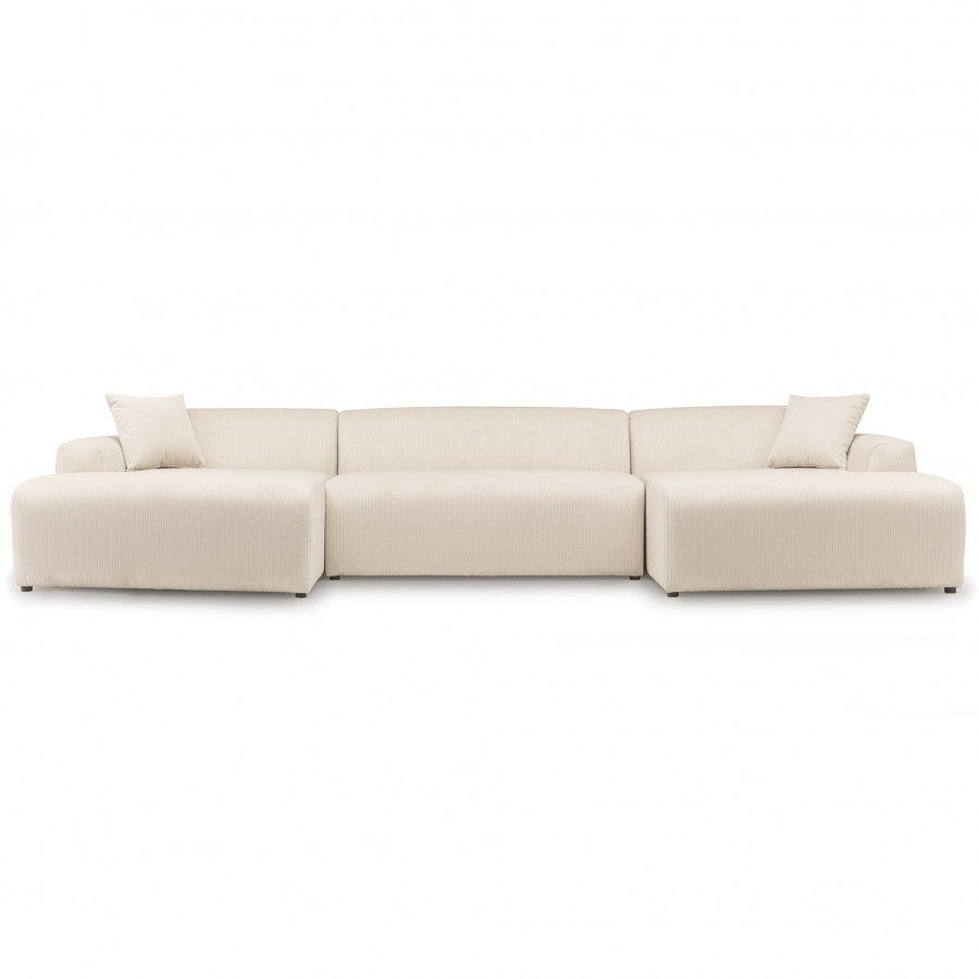 Ashcroft - Mar U-Shape Corner Sofa - Cream Corduroy