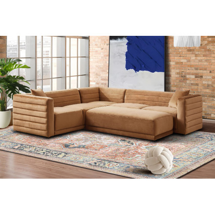 Ashcroft Solo Modular Corner Sectional Sofa - Cognac