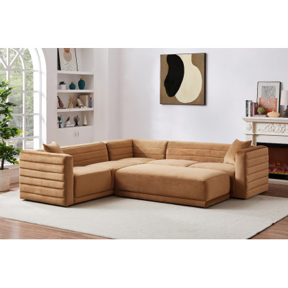 Ashcroft Solo Modular Corner Sectional Sofa - Cognac