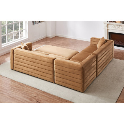 Ashcroft Solo Modular Corner Sectional Sofa - Cognac