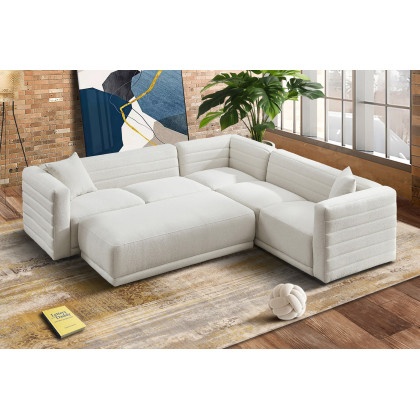 Ashcroft Solo Modular Corner Sectional Sofa - Cream