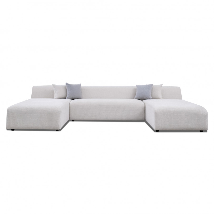 Ashcroft - Audrey Cream Chenille U Shape Corner Sofa