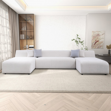 Ashcroft - Audrey Cream Chenille U Shape Corner Sofa