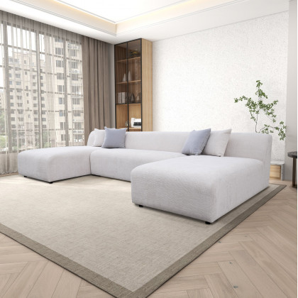 Ashcroft - Audrey Cream Chenille U Shape Corner Sofa