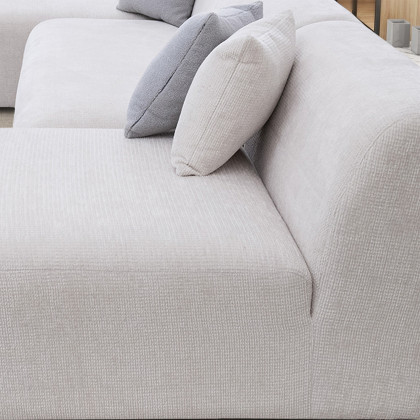 Ashcroft - Audrey Cream Chenille U Shape Corner Sofa