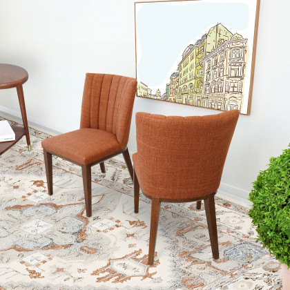 Ashcroft Elmwood Dining Chair (Set Of 2) - Orange Fabric