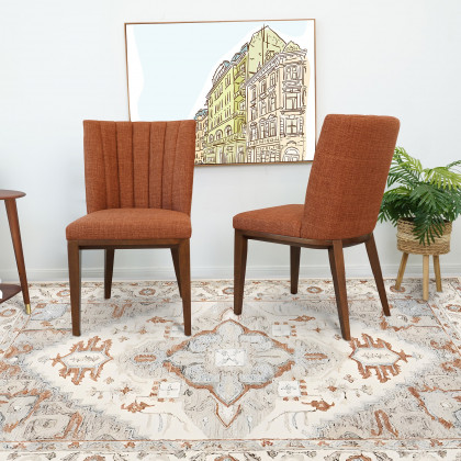Ashcroft Elmwood Dining Chair (Set Of 2) - Orange Fabric