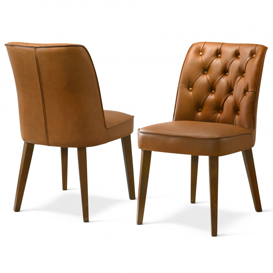 Ashcroft - Belmont Cognac Vegan Leather Dining Chair - Set Of 2