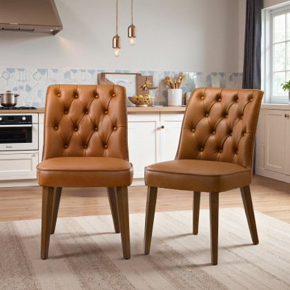 Ashcroft - Belmont Cognac Vegan Leather Dining Chair - Set Of 2