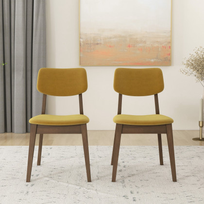 Ashcroft Velvet Solid Back Side Chair (Set Of 2) - Dark Yellow