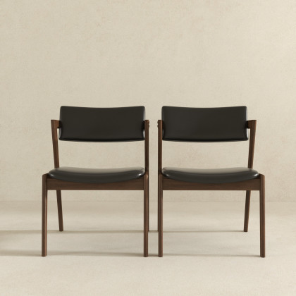 Ashcroft - Edwin Mid-Century Modern Vegan Leather Dining Chair (Set Of 2) in Black