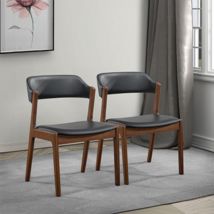 Ashcroft - Enzo Black Leather Dining Chair (Set Of 2)