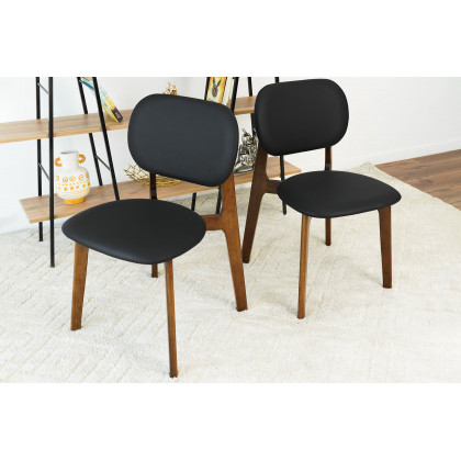 Ashcroft Kelsey Leather Dining Chair (Set Of 2) - Black