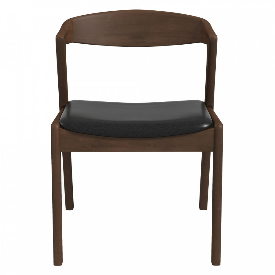 Ashcroft Dakota Leather Upholstered Solid Wood Dining Chair (Set Of 2) - Black