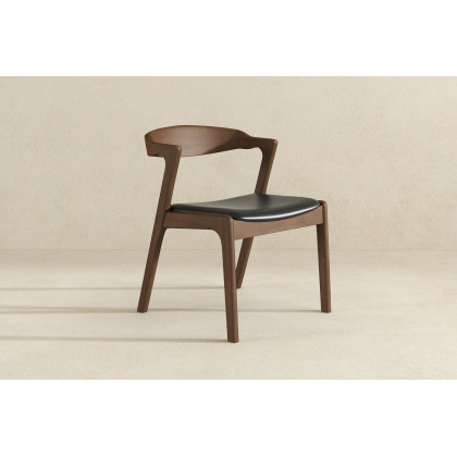 Ashcroft Dakota Leather Upholstered Solid Wood Dining Chair (Set Of 2) - Black