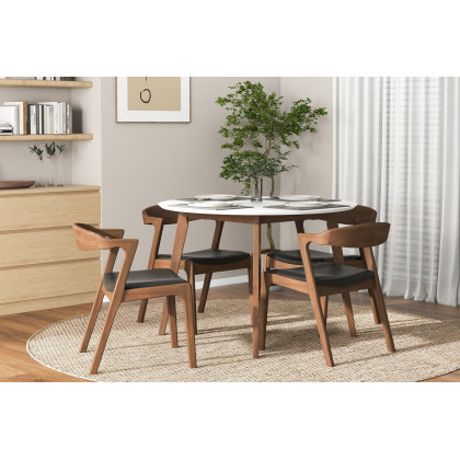 Ashcroft Dakota Leather Upholstered Solid Wood Dining Chair (Set Of 2) - Black