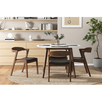 Ashcroft Dakota Leather Upholstered Solid Wood Dining Chair (Set Of 2) - Black