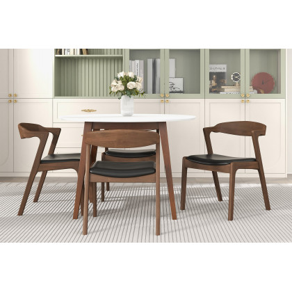 Ashcroft Dakota Leather Upholstered Solid Wood Dining Chair (Set Of 2) - Black