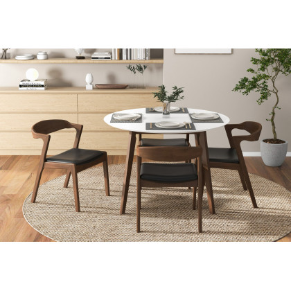 Ashcroft Dakota Leather Upholstered Solid Wood Dining Chair (Set Of 2) - Black