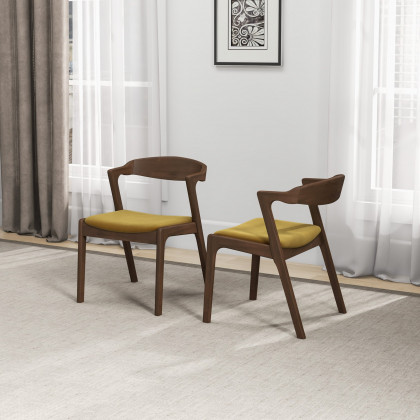 Ashcroft - Dakota Dark Yellow Velvet Dining Chair (Set Of 2)
