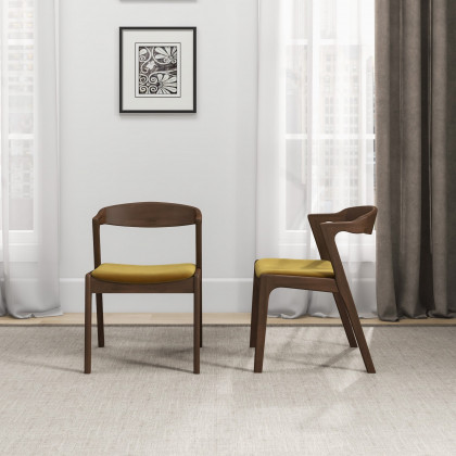 Ashcroft - Dakota Dark Yellow Velvet Dining Chair (Set Of 2)