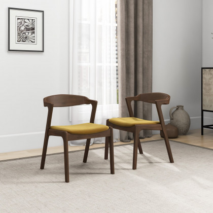 Ashcroft - Dakota Dark Yellow Velvet Dining Chair (Set Of 2)