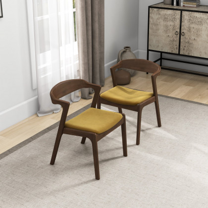 Ashcroft - Dakota Dark Yellow Velvet Dining Chair (Set Of 2)