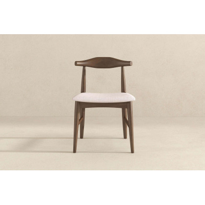 Ashcroft Damian Mid-Century Solid Wood Dining Chair - Beige