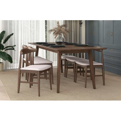 Ashcroft Damian Mid-Century Solid Wood Dining Chair - Beige
