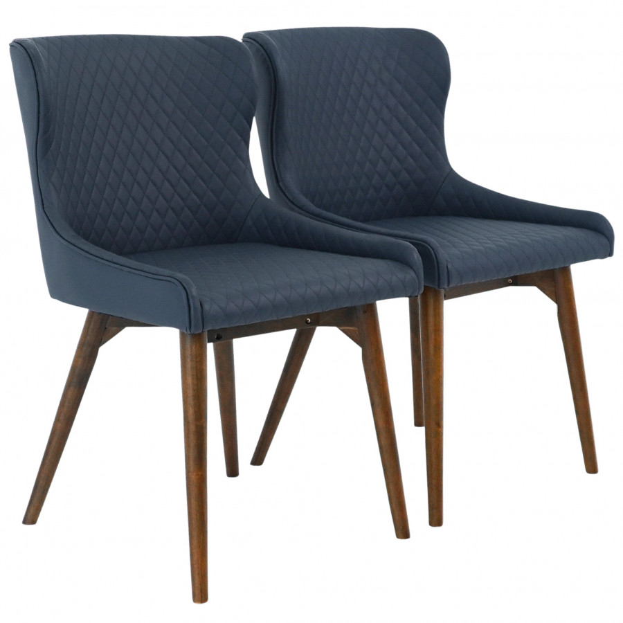Ashcroft - Robin Dining Chair Set of 2 - Navy Blue Vegan Leather