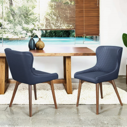 Ashcroft - Robin Dining Chair Set of 2 - Navy Blue Vegan Leather