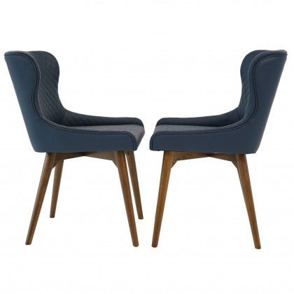 Ashcroft - Robin Dining Chair Set of 2 - Navy Blue Vegan Leather