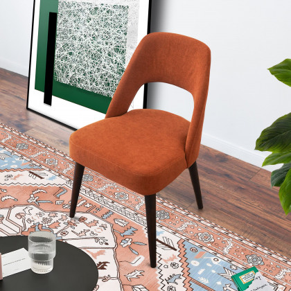 Ashcroft Juliana Mid-Century Modern Fabric Dining Chair (Set Of 2) - Burnt Orange