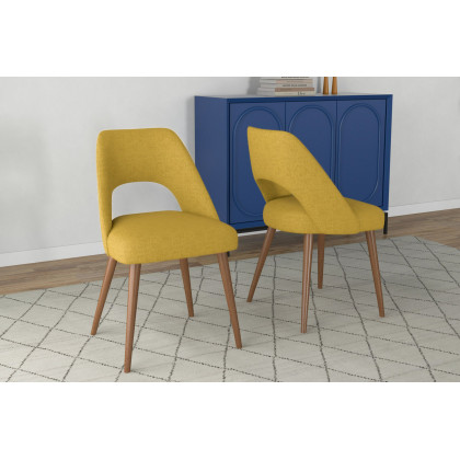 Ashcroft Juliana Mid-Century Modern Fabric Dining Chair (Set Of 2) - Yellow