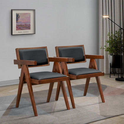 Ashcroft - Athena Vegan Leather Dining Chair (Set Of 2) in Black