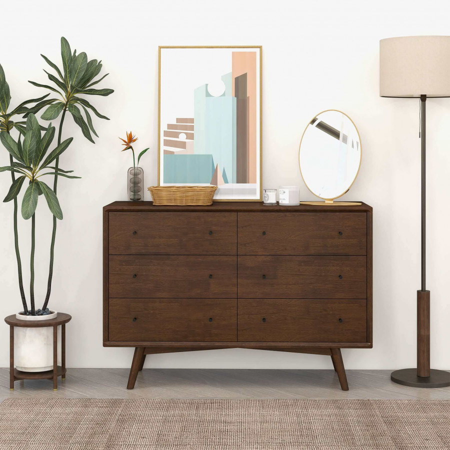 Ashcroft Mid-Century Modern Dresser with 6 Drawer - Walnut