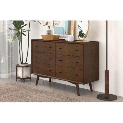Ashcroft Mid-Century Modern Dresser with 6 Drawer - Walnut