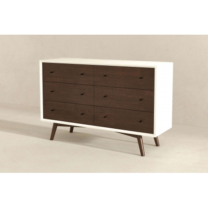 Ashcroft Mid-Century Modern Dresser with 6 Drawer - White