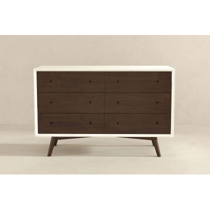 Ashcroft Mid-Century Modern Dresser with 6 Drawer - White