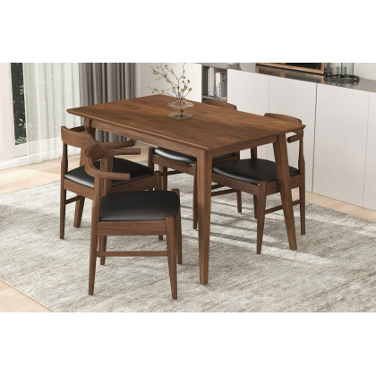 Ashcroft Levi Modern Style Solid Wood Rectangular Dining Kitchen Table - Walnut, 47"