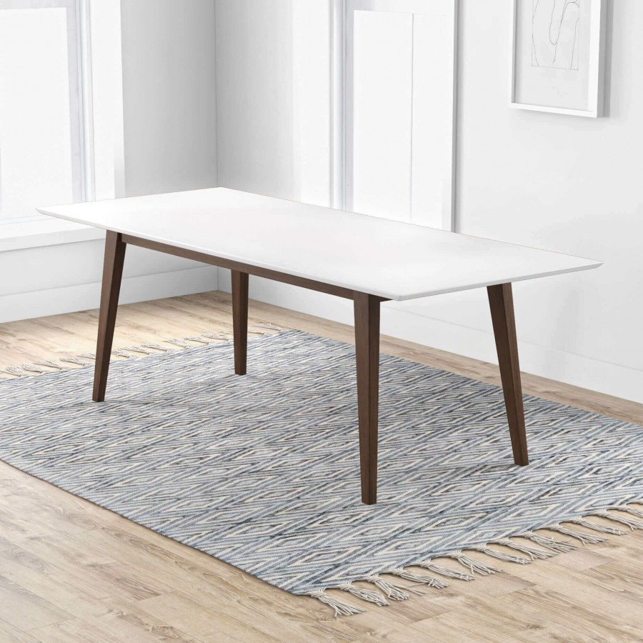 Ashcroft Levi Modern Style Solid Wood Rectangular Dining Kitchen Table - White, 63"