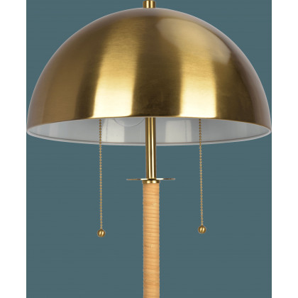 Ashcroft - Allure 2-Light Floor Lamp, Gold Brass, Natural Rattan Tube , Double On/Off Pull Chain